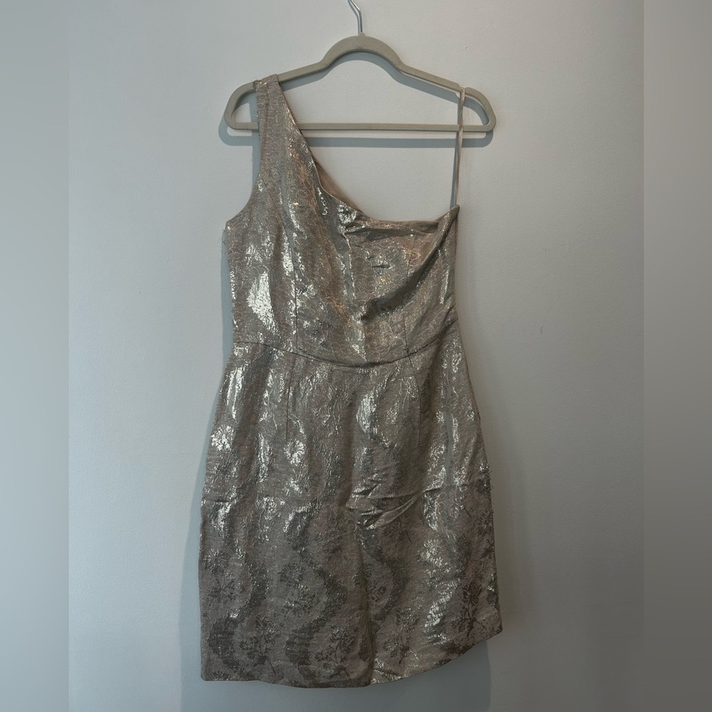 Tory Burch Shimmering Gold One Shoulder Dress